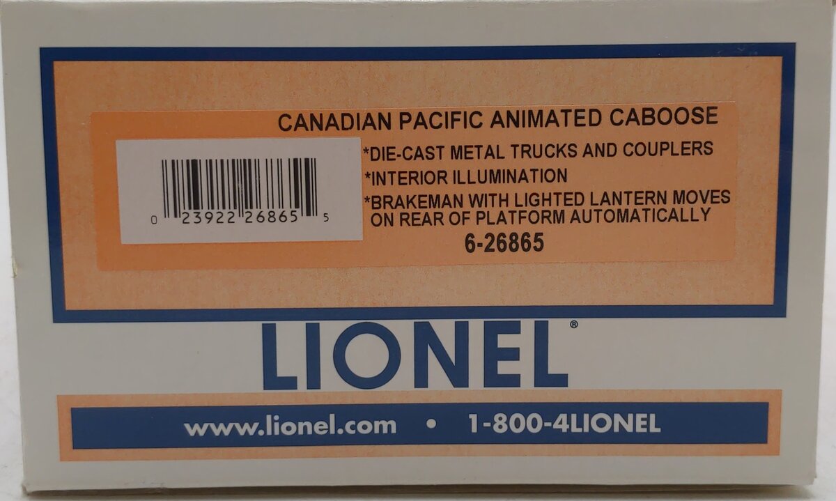 Lionel 6-26865 O Gauge CP Operating Animated Caboose #437106 EX/Box