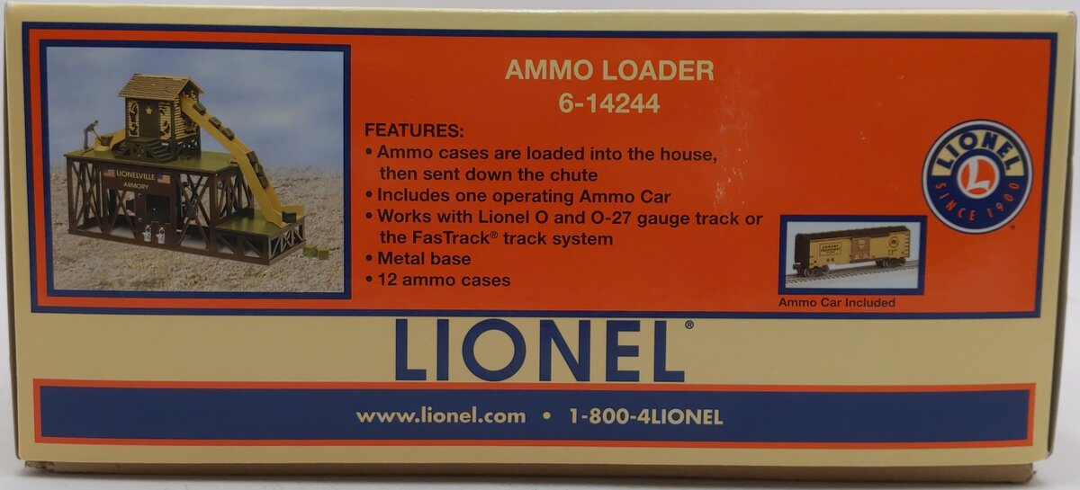 Lionel 6-14244 O Gauge Ammo Loader With Ammo BoxCar #36802 NIB