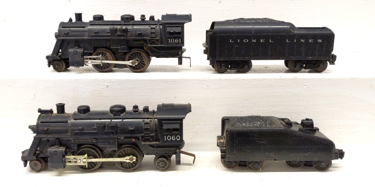 Lionel O Gauge Vintage Steam Locomotive & Tenders: 1060, 1061 [2] VG