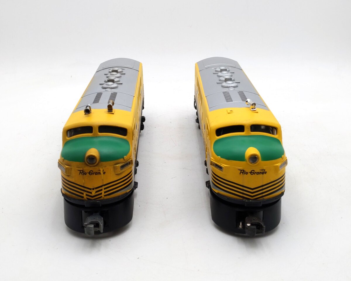 Lionel 6-8464 & 6-8465 O Gauge Rio Grande F3 AA Powered Diesel Locomotive Set VG