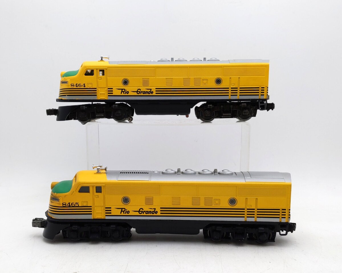 Lionel 6-8464 & 6-8465 O Gauge Rio Grande F3 AA Powered Diesel Locomotive Set VG