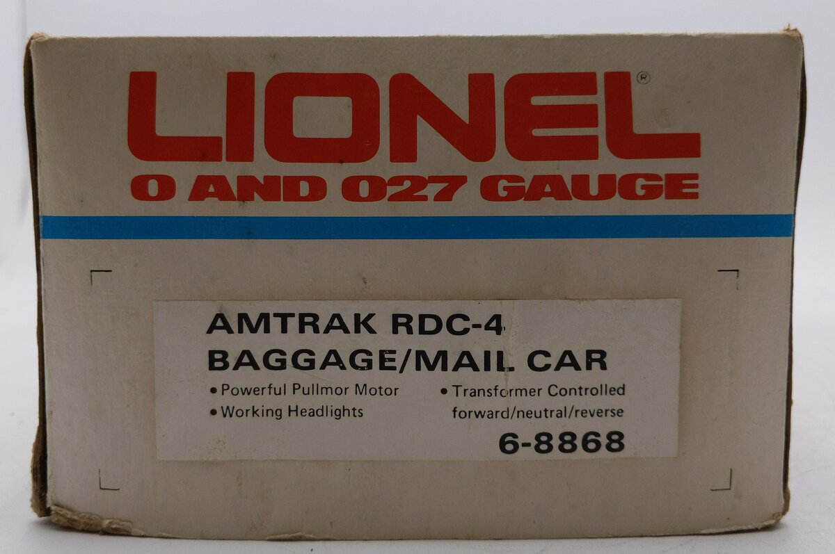 Lionel 6-8868 O Gauge Amtrak RDC-4 Powered Baggage/Mail Car #8868 EX/Box
