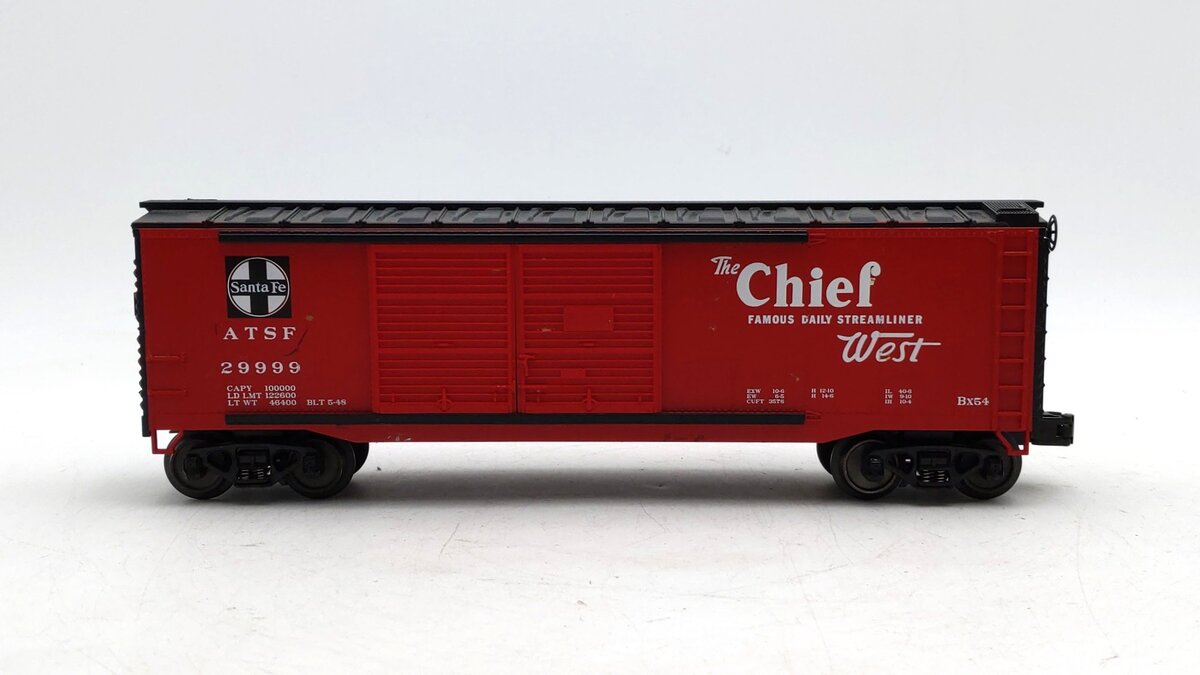 MTH 30-4187A O Gauge ATSF "The Chief" Double Door Boxcar #29999 EX