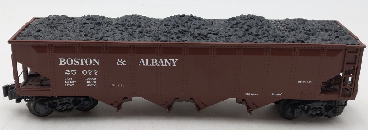 K-Line K623-3181 O Gauge Boston & Albany Die Cast 4-Bay Hopper with Coal Load EX