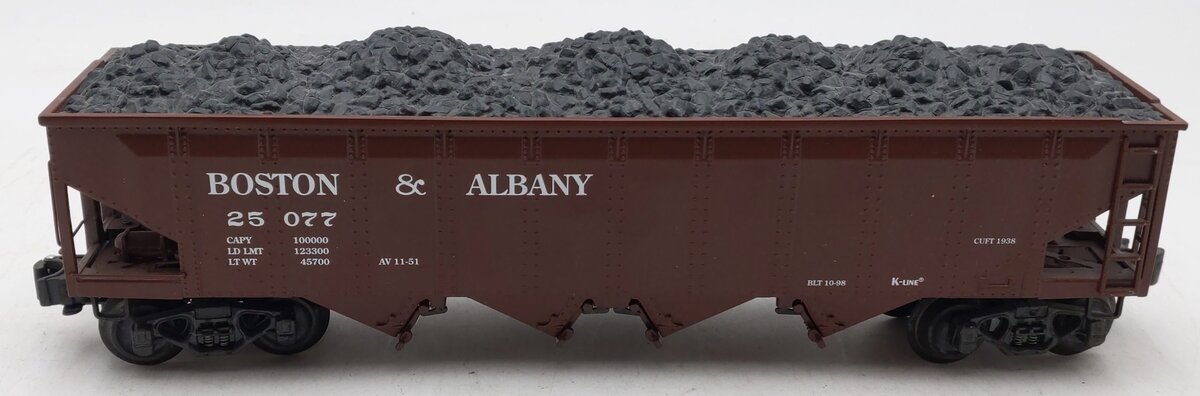 K-Line K623-3181 O Gauge Boston & Albany Die Cast 4-Bay Hopper with Coal Load EX