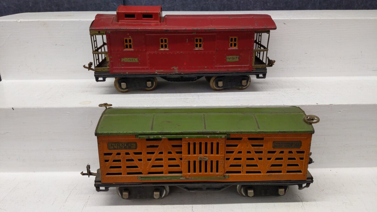 Lionel Standard Gauge Prewar Assorted Freight Cars 513 & 517 [2] VG