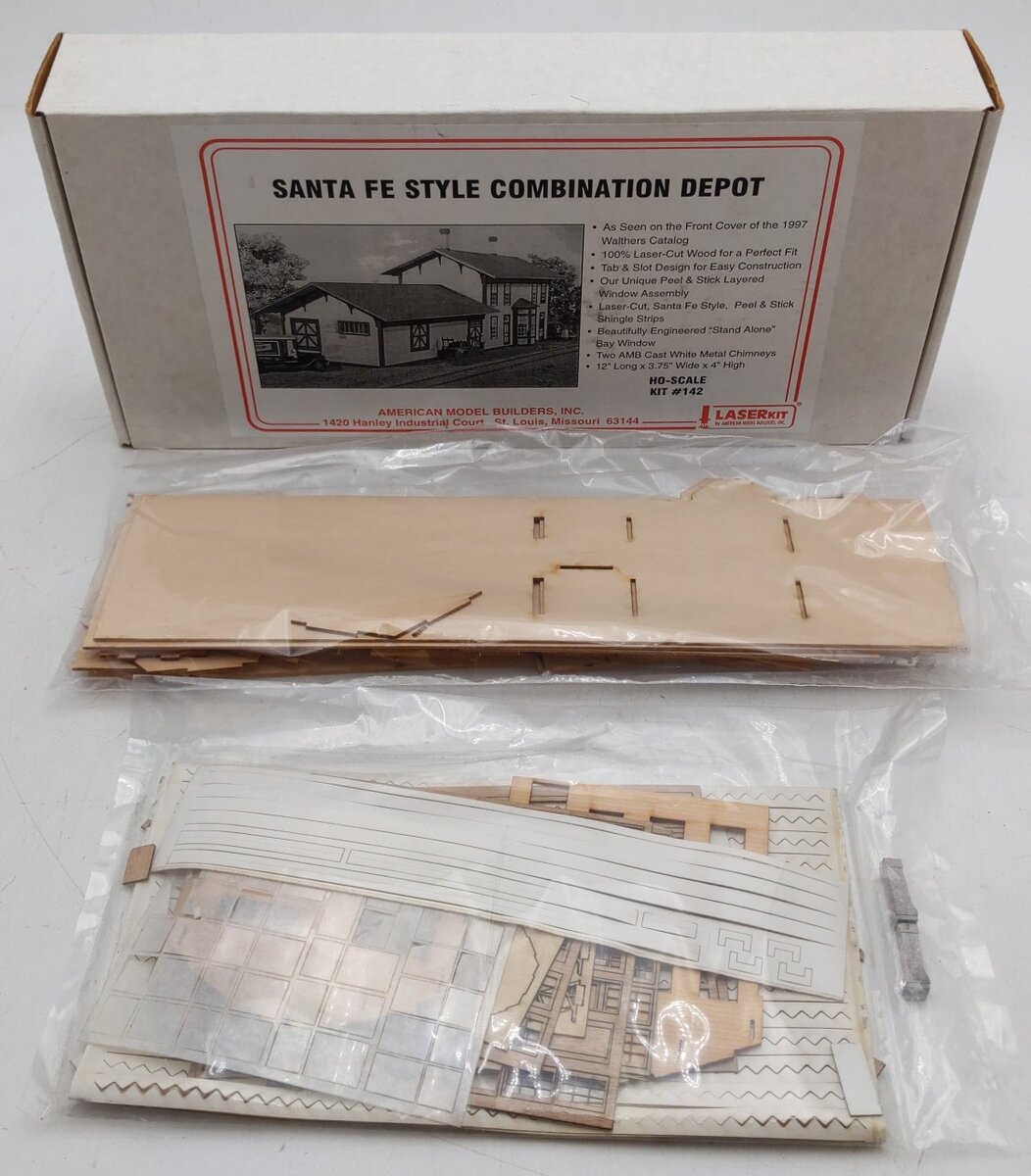 American Model Builders 142 HO Scale Laser Art Santa Fe 2-Story Depot Kit