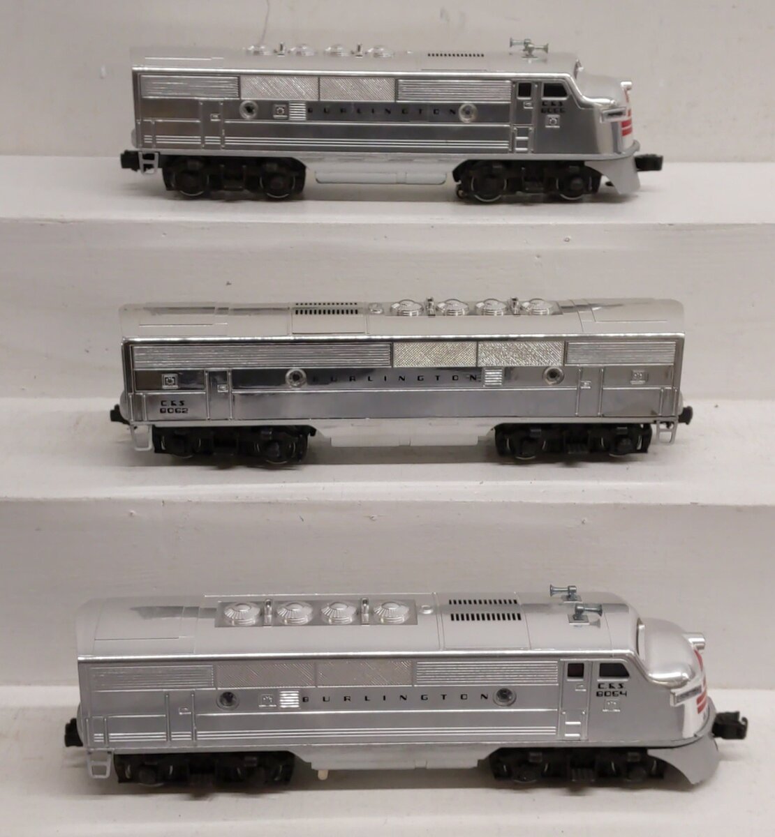 Lionel Burlington 8055, 8062, 8054 ABA Diesel Locomotive Set (3) EX