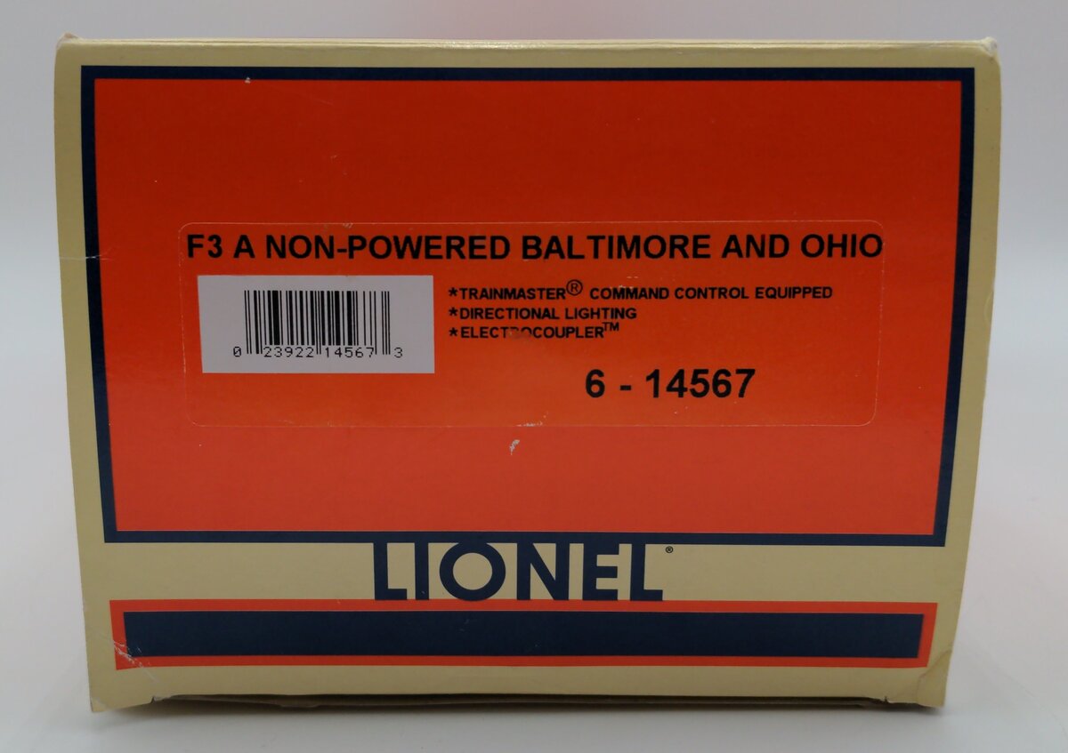 Lionel 6-14567 O Gauge B&O F3A Non-Powered Diesel Locomotive #115 EX/Box