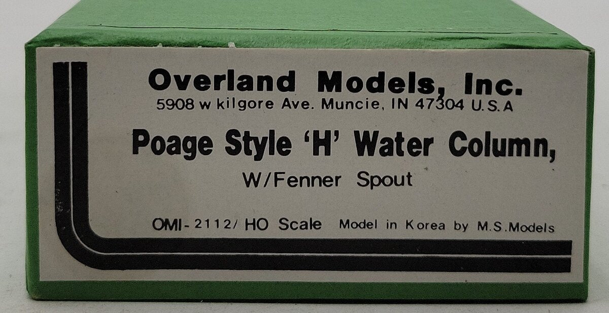 Overland OMI-2112 HO BRASS Poage Style 'H' Water Column w/ Fenner Spout EX/Box
