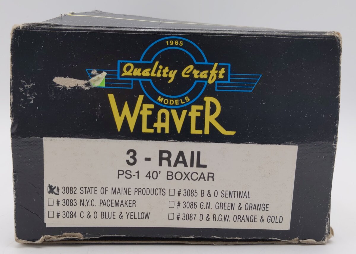 Weaver 3082 O Gauge State of Maine PS-1 40' Box Car #4344 (3-Rail) VG/Box