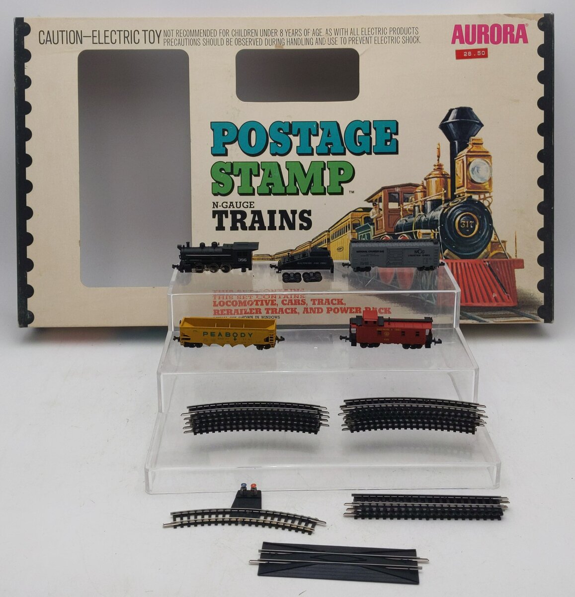 Aurora 4726 Postage Stamp Train High Iron Penn Central Steam Freight Set EX/Box