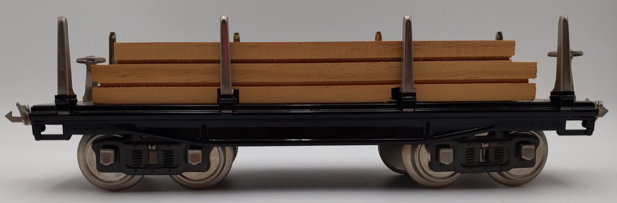 MTH 10-1071 Standard Gauge 211 Tinplate Black Flatcar with Wood Load EX
