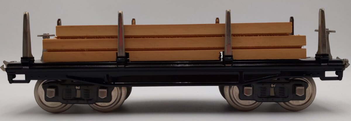 MTH 10-1071 Standard Gauge 211 Tinplate Black Flatcar with Wood Load EX