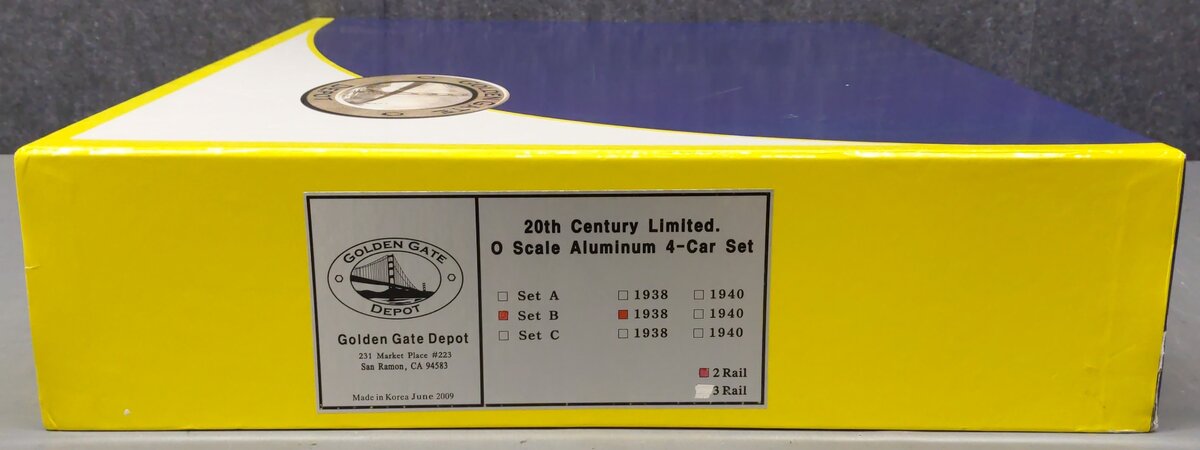 Golden Gate Depot O NYC 20th Century Limited Passenger Cars (Set of 4) - 2-Rail NIB