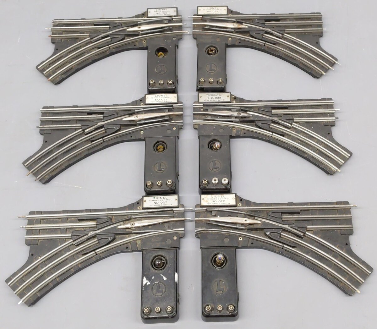 Lionel O22 Left-Hand & Right-Hand Electric Remote Switches (3 Pairs of 2)