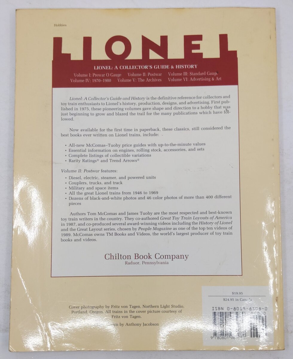 Lionel A Collectors Guide & History Postwar Paperback Book By Tom McComas VG