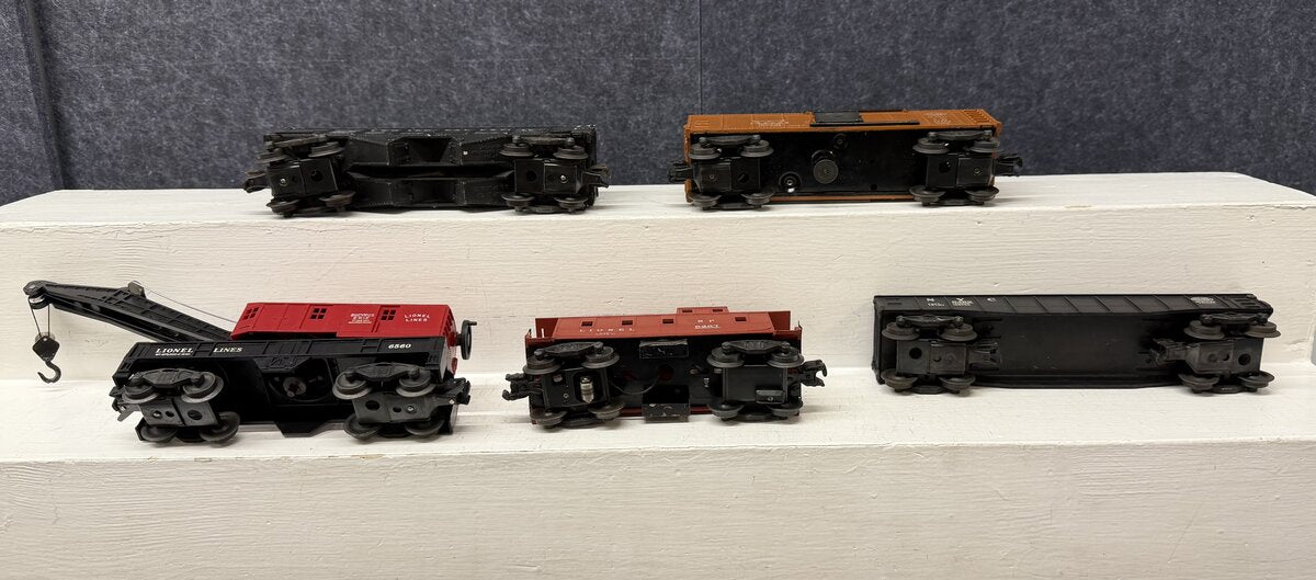 Lionel Vintage O Freight & Operating Cars: X3464, 6257,6462, 6456, 6560 [5] VG