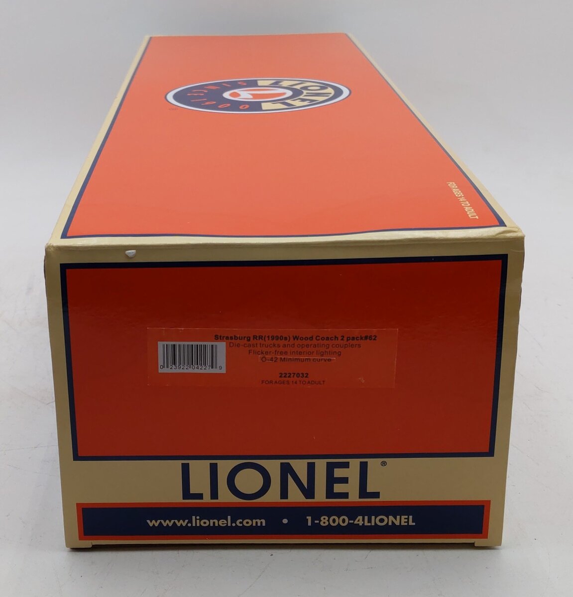 Lionel 2227032 O Gauge Strasburg RR Wood Coach #62 LN/Box