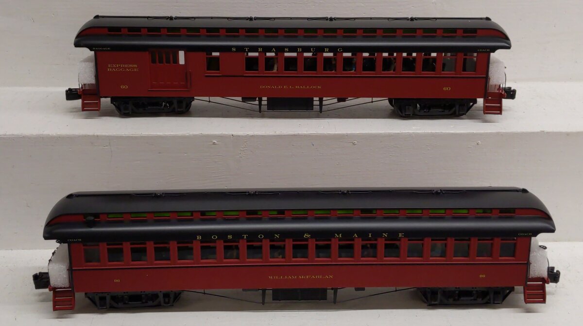 Lionel 2227180 O Strasburg Wood Coach/Combine 2pk #96, #60 (2000s) LN/Box