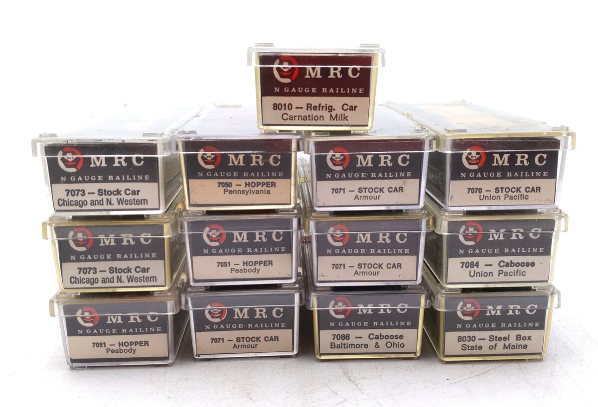 MRC N Scale Assorted Freight Cars: 7051, 7084, 7086, 7073, 8010, 7070, 7071 [13] EX