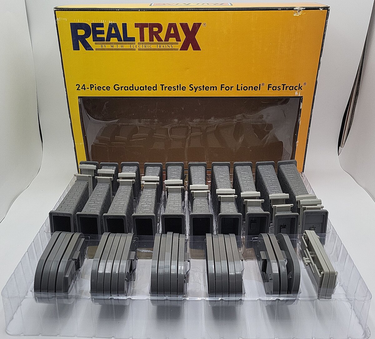 MTH 40-1113 O Lionel FasTrack Graduated Trestle System Set (Pack of 24) EX/Box