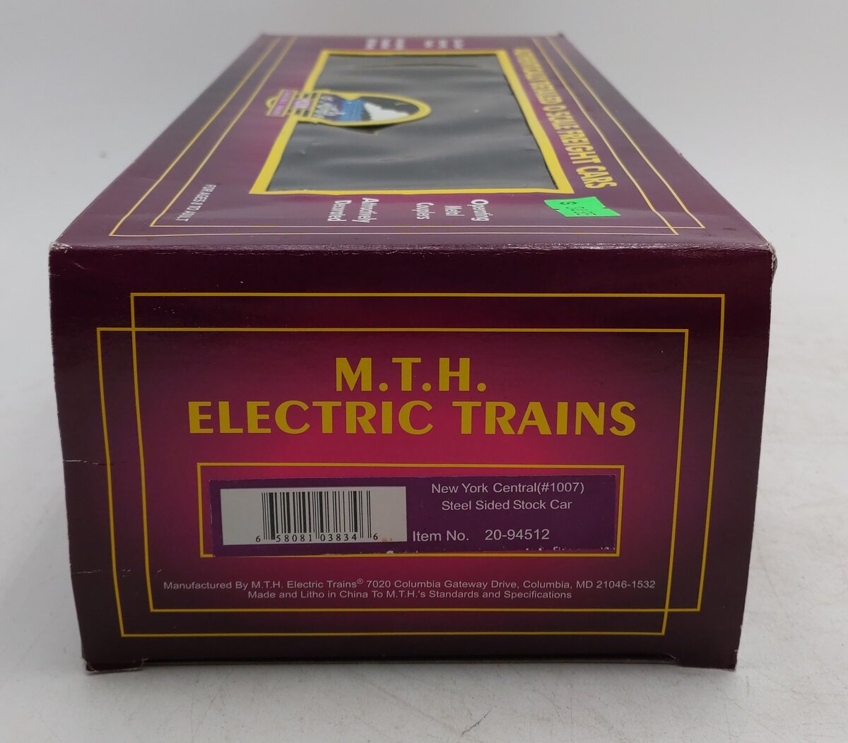 MTH 20-94512 New York Central Stock Car LN/Box