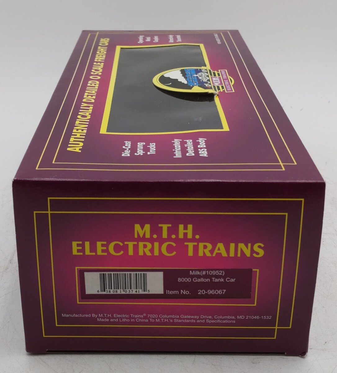 MTH 20-96067 O Gauge Vermont Milk 8000 Gallon Tank Car #19052 LN/Box