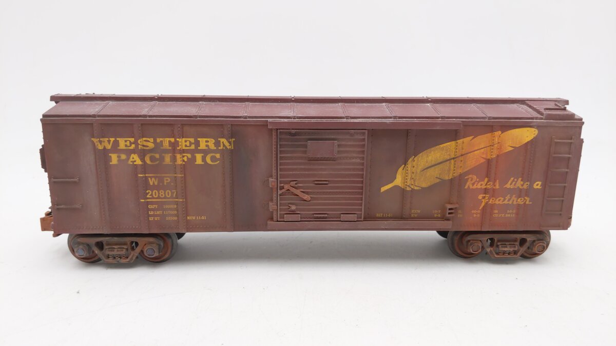 MTH 30-7444 O Gauge Custom Weathered Western Pacific Boxcar #20807 VG/Box