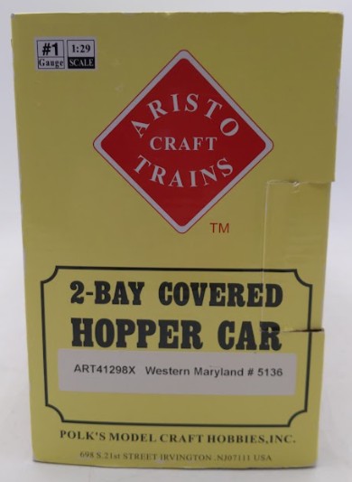 Aristo-Craft ART41298X G Gauge WM 2-Bay Covered Hopper Car #5136 (Metal Wheels) EX/Box
