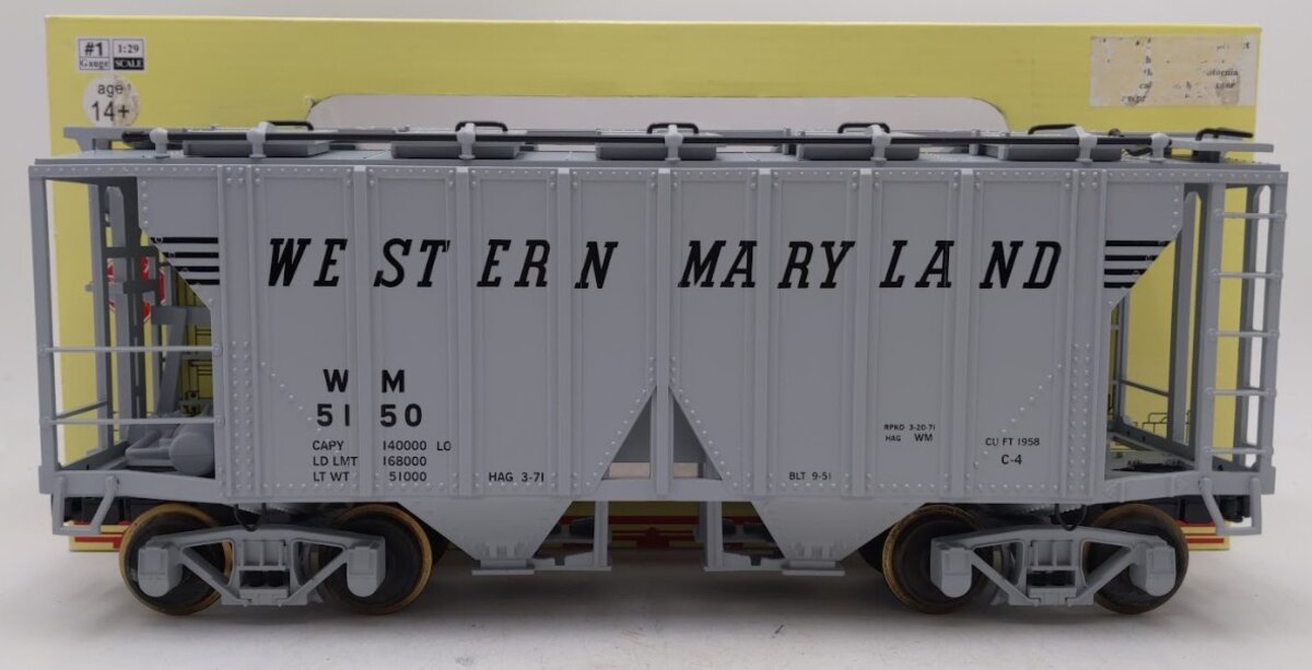 Aristo-Craft ART41298X G Gauge WM 2-Bay Covered Hopper Car #5150 (Metal Wheels) EX/Box