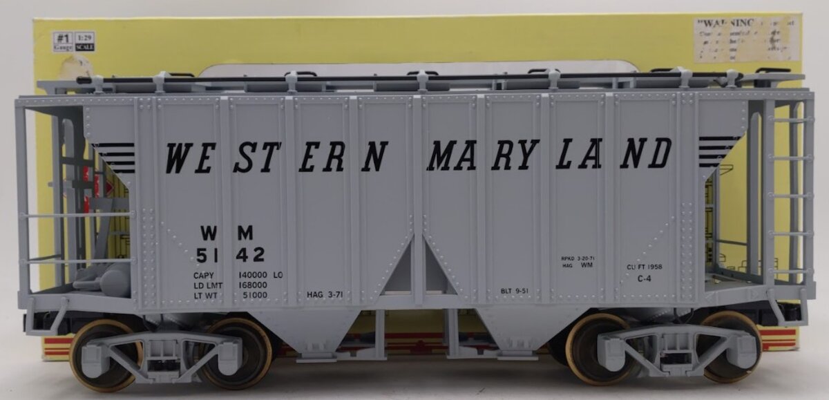 Aristo-Craft ART41298X G Gauge WM 2-Bay Covered Hopper Car #5142 (Metal Wheels) EX/Box