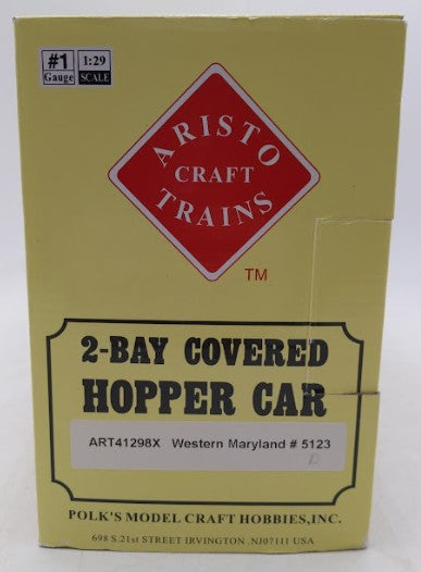 Aristo-Craft ART41298X G Gauge WM 2-Bay Covered Hopper Car #5123 (Metal Wheels) EX/Box