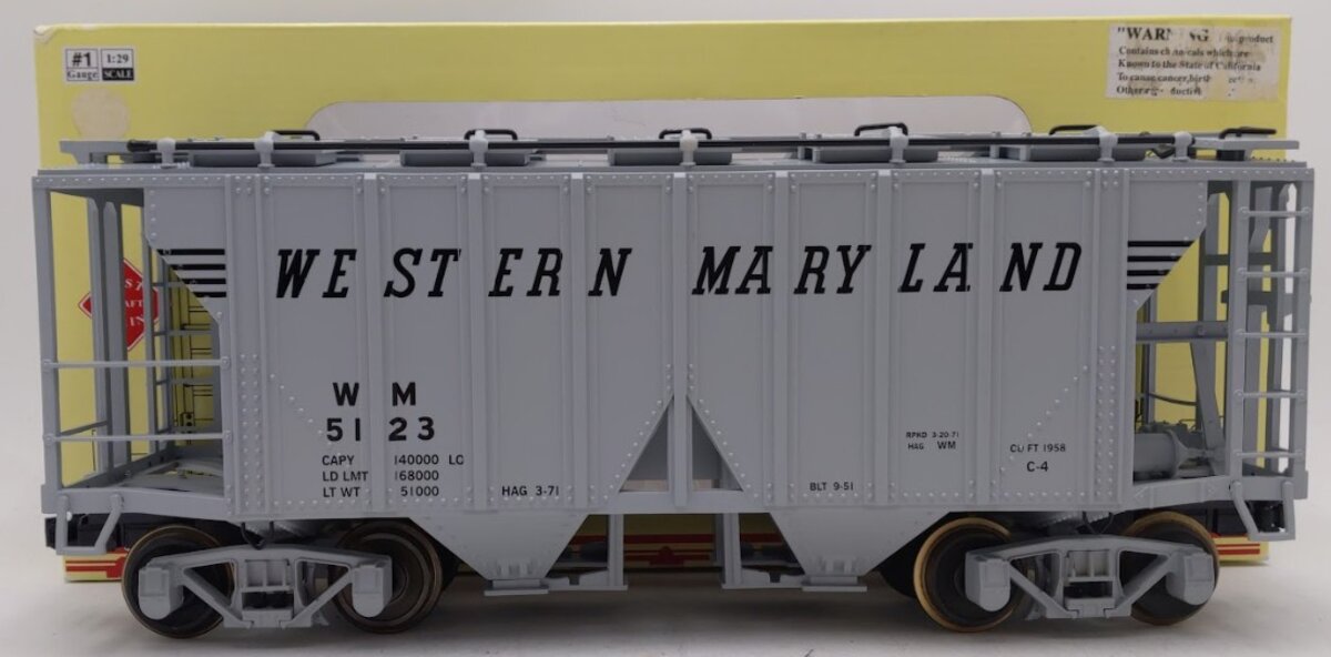 Aristo-Craft ART41298X G Gauge WM 2-Bay Covered Hopper Car #5123 (Metal Wheels) EX/Box