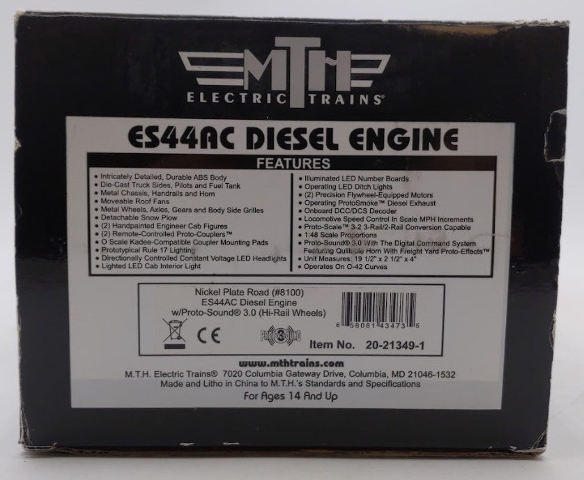 MTH 20-21349-1 O Gauge NS Nickel Plate Road ES44AC Diesel Engine Proto-Sound 3.0 EX/Box