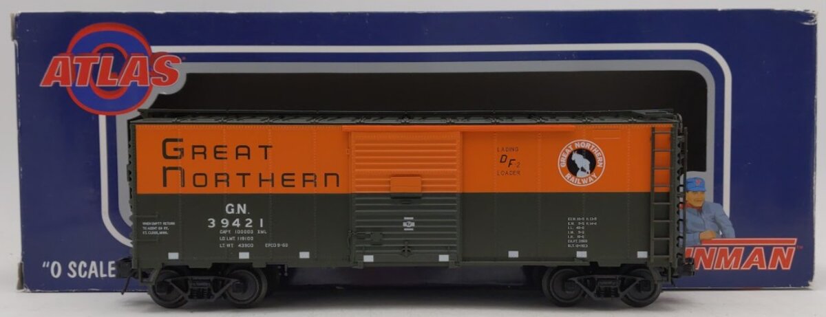 Atlas 0513-2 O Gauge Great Northern 40' Sliding Door Boxcar #39421 (3 Rail) EX/Box