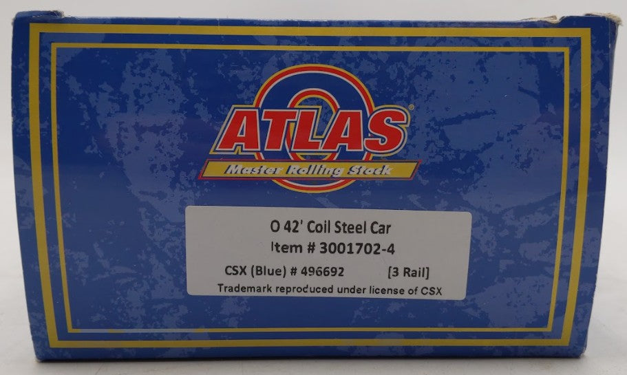 Atlas 3001702-4 O Gauge CSX 42' Coil Steel Car #496692 [3 Rail] VG/Box