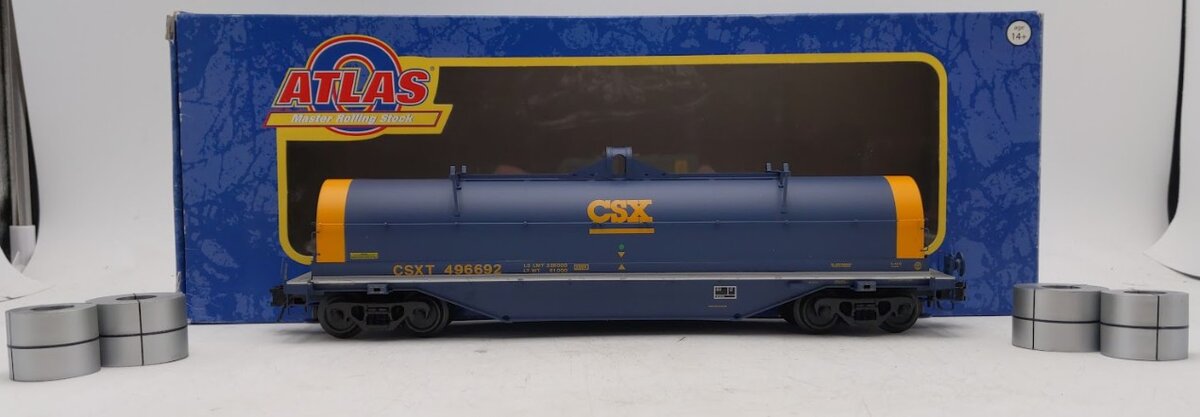 Atlas 3001702-4 O Gauge CSX 42' Coil Steel Car #496692 [3 Rail] VG/Box