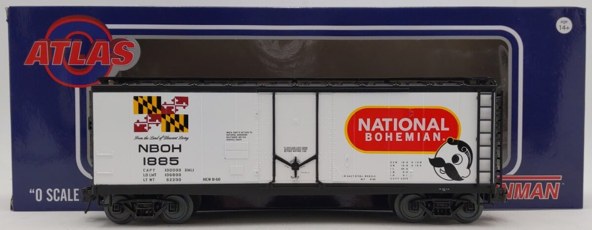 Atlas 2002316 O Gauge National Bohemian 40' Plug Door Boxcar #1885 (3-Rail) EX/Box