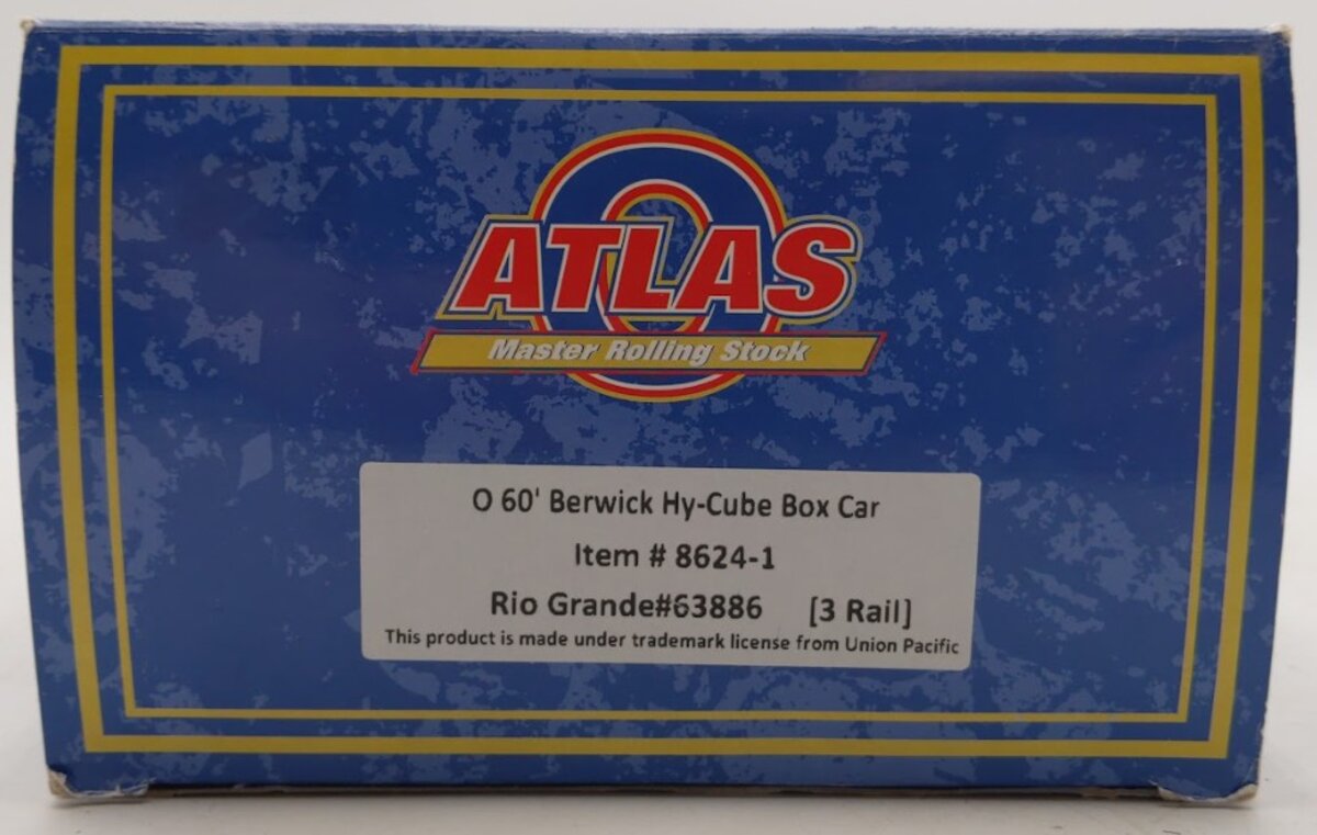 Atlas 8624-1 O Gauge Rio Grande 60' Berwick Hy-Cube Box Car #63886 (3Rail) EX/Box