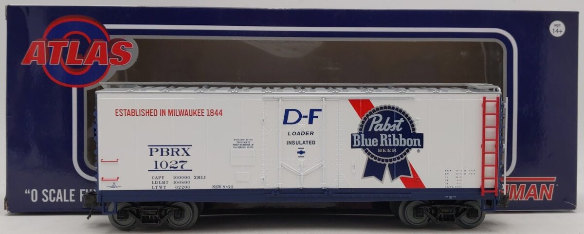 Atlas 2002311 O Gauge Pabst Blue Ribbon 40' Plug Door Box Car #1027 (3Rail) EX/Box