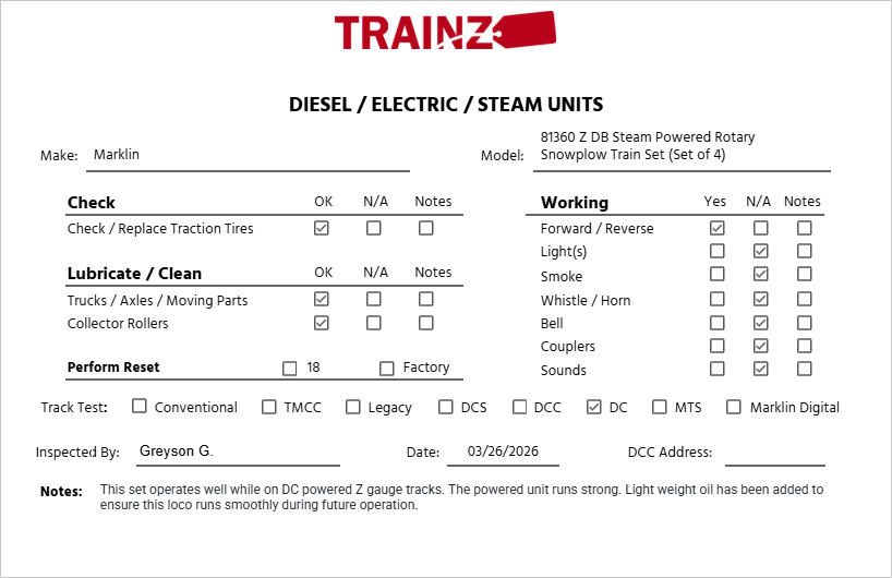 Marklin 81360 Z DB Steam Powered Rotary Snowplow Train Set (Set of 4) LN/Box