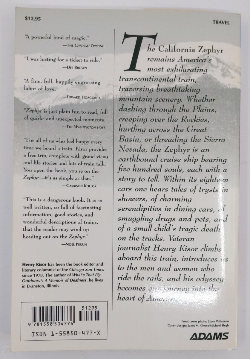 Zephyr Tracking A Dream Across America Paperback Book By Henry Kisor EX