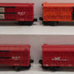 Lionel O Gauge Assorted Stock Freight Cars [4] VG
