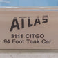 Atlas 3111 N Scale Citgo 94 Ft. Tank Car #96501 EX/Box