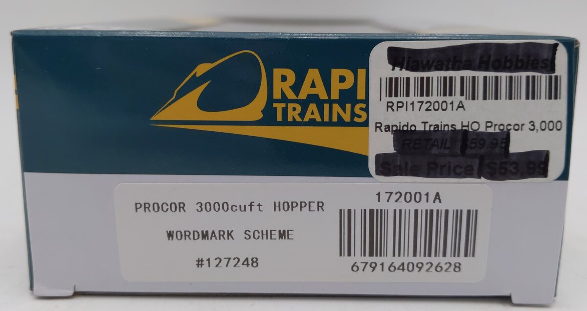 Rapido Trains 172001A HO Scale Alum Hopper with Handrail & Wordmark #127248 EX/Box