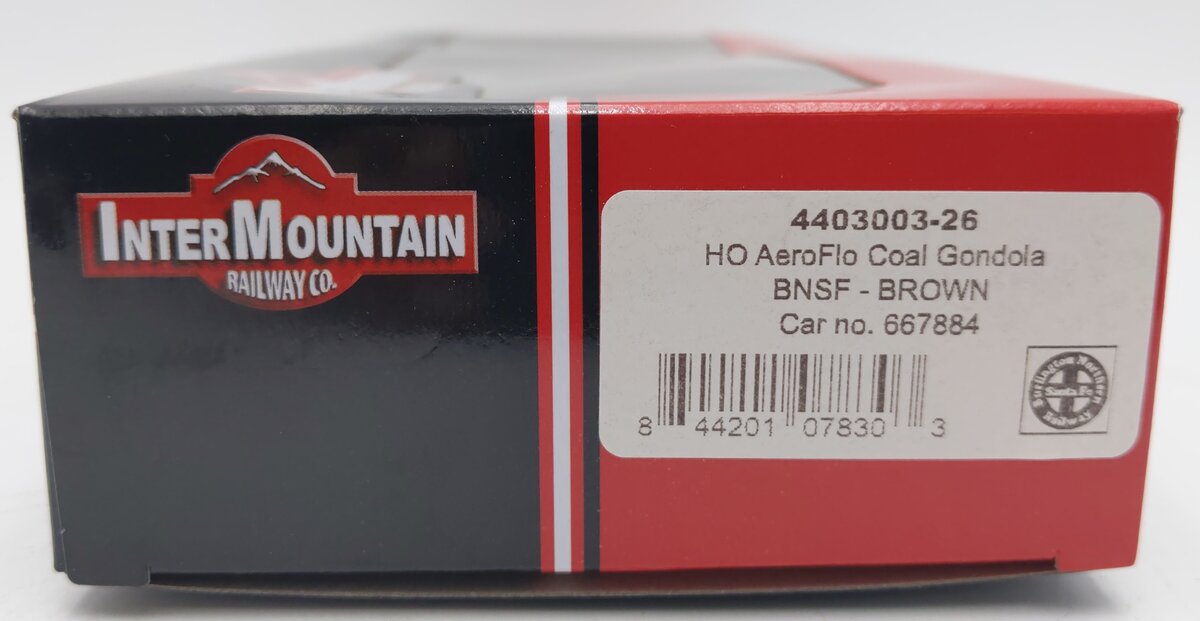 InterMountain 4403003 HO Scale BNSF Aeroflo Coal Gondola Car - BROWN #667884 EX/Box