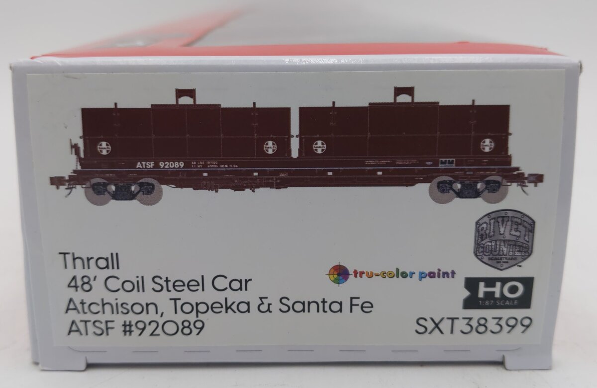 Scale Trains SXT38399 HO Scale A.T. Santa Fe 2-Hood 48' Coil Steel Car #92089 NIB