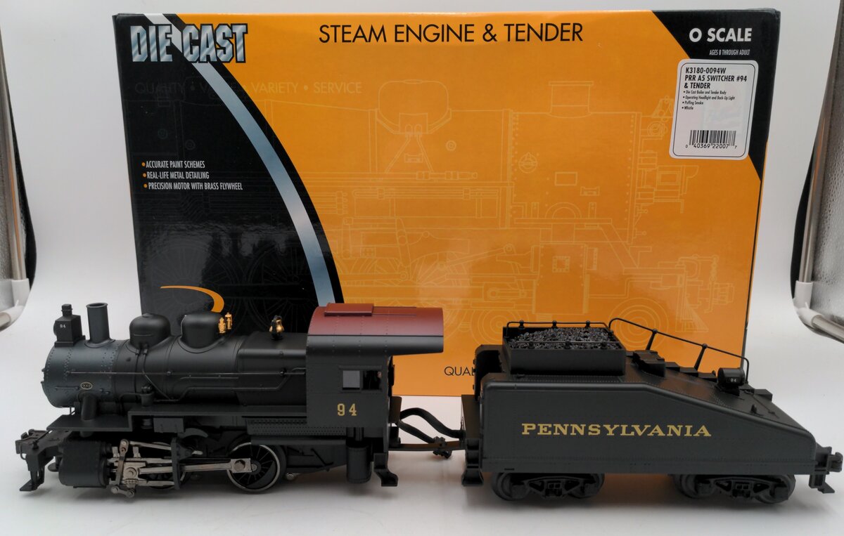 K-Line K3180-0094W O Gauge Pennsylvania RR A5 Steam Locomotive & Tender #94 LN/Box