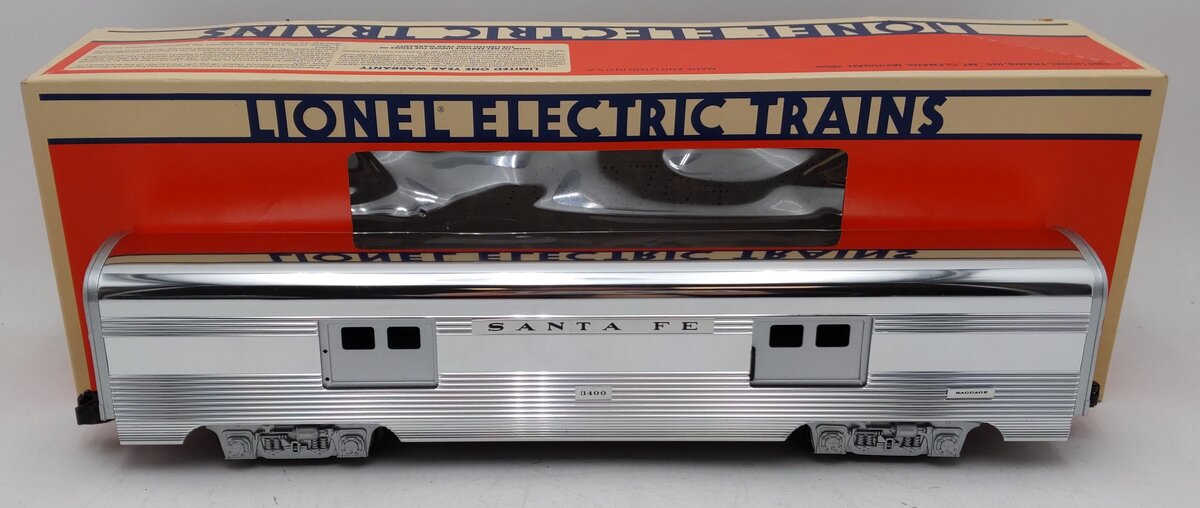 Lionel 6-19109 O Gauge Santa Fe Aluminum Baggage Car #3400 EX/Box